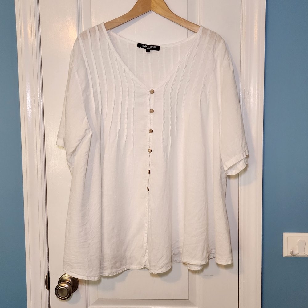 Vivian Shyu Linen Lagenlook Bohemian Top Size M